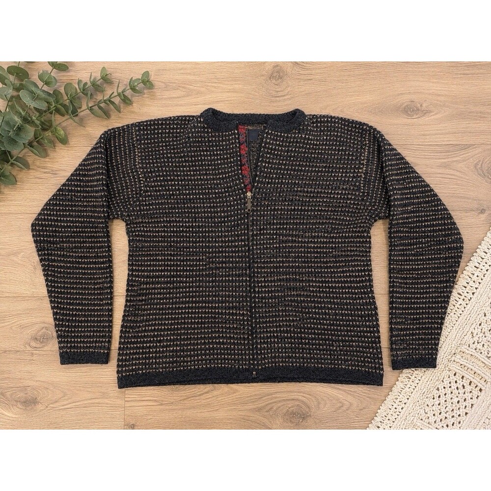 Woolrich Sweater Womens XL Wool Cardigan Full Zip cozy grandma core